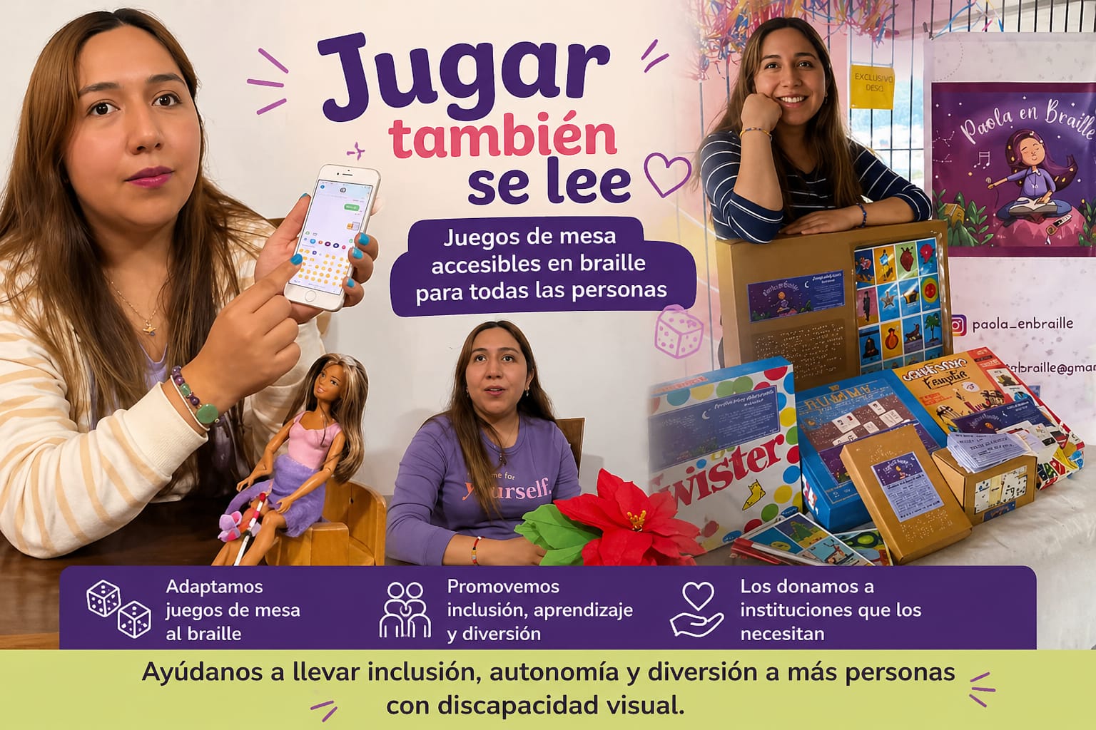 Paola en Braille - Juegos de mesa accesibles